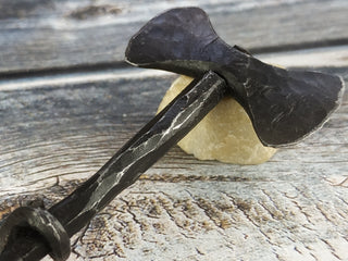 Forged Iron Viking Axe Amulet: Handmade Necklace Pendant