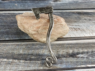 Handmade Forged Iron Viking Axe Amulet Necklace