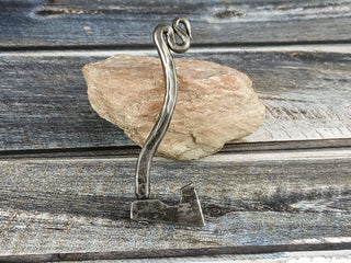 Handmade Forged Iron Viking Axe Amulet Necklace