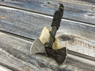 Forged Iron Viking Axe Amulet - Handmade Necklace Pendant