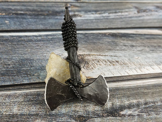 Forged Iron Viking Axe Amulet - Handmade Necklace Pendant