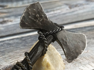 Forged Iron Viking Axe Amulet - Handmade Necklace Pendant