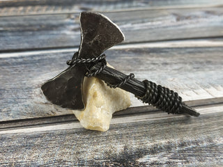 Forged Iron Viking Axe Amulet - Handmade Necklace Pendant
