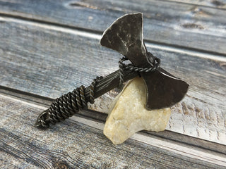 Forged Iron Viking Axe Amulet - Handmade Necklace Pendant