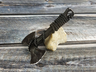 Forged Iron Viking Axe Amulet - Handmade Necklace Pendant