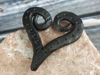 Handmade Forged Iron Heart Pendant: Viking Amulet Necklace