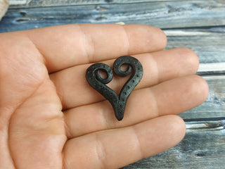 Handmade Forged Iron Heart Pendant: Viking Amulet Necklace
