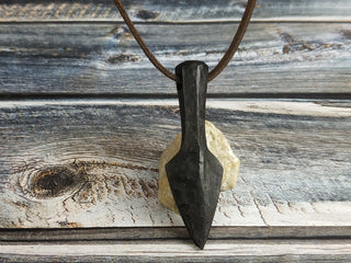 Forged Iron Arrowhead Necklace: Handmade Viking Amulet