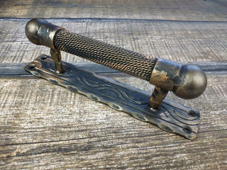 Hand Forged Iron Door Handle: Rustic Metal Hardware
