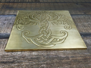 Handmade Brass Celtic Tree of Life Tile - Wall Art Decor