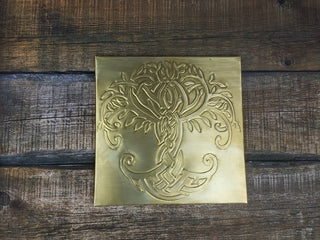Handmade Brass Celtic Tree of Life Tile - Wall Art Decor