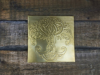 Handmade Brass Celtic Tree of Life Tile - Wall Art Decor