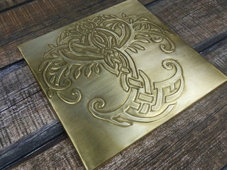 Handmade Brass Celtic Tree of Life Tile - Wall Art Decor