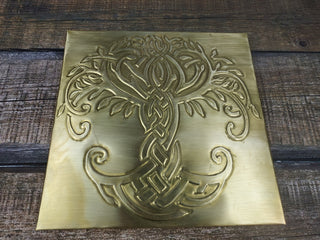 Handmade Brass Celtic Tree of Life Tile - Wall Art Decor