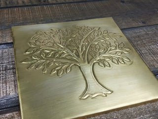 Handmade Brass Tree of Life Metal Tile Art Decor