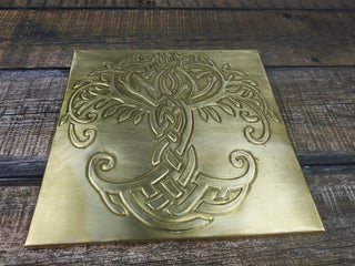 Handmade Brass Celtic Tree of Life Tile - Wall Art Decor