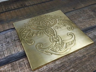 Handmade Brass Celtic Tree of Life Tile - Wall Art Decor