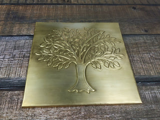 Handmade Brass Tree of Life Metal Tile Art Decor
