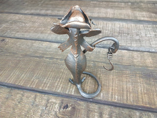 Handmade Forged Iron Pirate Rat Sculpture: Metal Art Decor