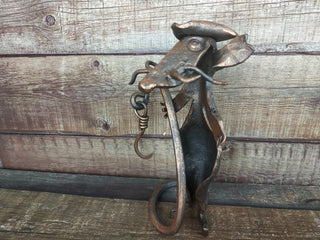 Handmade Forged Iron Pirate Rat Sculpture: Metal Art Decor