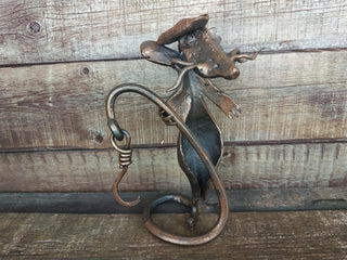 Handmade Forged Iron Pirate Rat Sculpture: Metal Art Decor