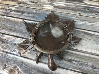 Handmade Forged Iron Ashtray: Metal Hemp Ornament