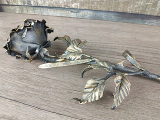 Handmade Forged Iron Rose: Metal Sculpture, Home Decor
