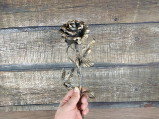 Handmade Forged Iron Rose: Metal Sculpture, Home Decor