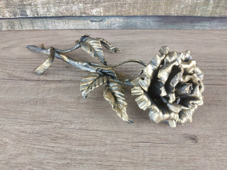 Handmade Forged Iron Rose: Metal Sculpture, Home Decor