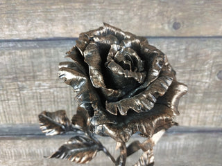 Handmade Forged Iron Rose Candlestick: Metal Flower Sculpture