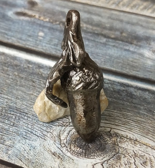 Forged Iron Acorn Necklace: Handmade Metal Amulet