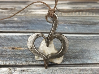 Forged Metal Heart Amulet: Handmade Iron Necklace Keychain