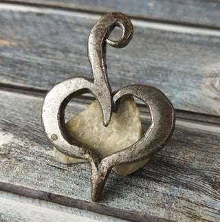 Forged Metal Heart Amulet: Handmade Iron Necklace Keychain