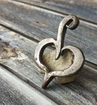 Forged Metal Heart Amulet: Handmade Iron Necklace Keychain