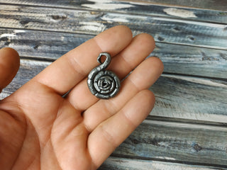 Forged Iron Snail Necklace: Handmade Metal Amulet