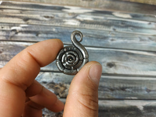 Forged Iron Snail Necklace: Handmade Metal Amulet