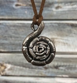 Forged Iron Snail Necklace: Handmade Metal Amulet