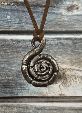 Forged Iron Snail Necklace: Handmade Metal Amulet