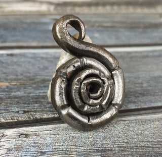 Forged Iron Snail Necklace: Handmade Metal Amulet