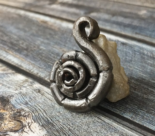Forged Iron Snail Necklace: Handmade Metal Amulet