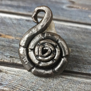 Forged Iron Snail Necklace: Handmade Metal Amulet