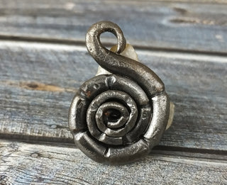 Forged Iron Snail Necklace: Handmade Metal Amulet