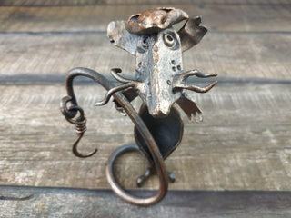 Handmade Forged Iron Pirate Rat Sculpture: Metal Art Decor