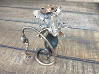 Handmade Forged Iron Pirate Rat Sculpture: Metal Art Decor