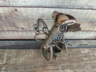 Handmade Forged Iron Pirate Rat Sculpture: Metal Art Decor