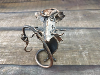 Handmade Forged Iron Pirate Rat Sculpture: Metal Art Decor