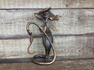 Handmade Forged Iron Pirate Rat Sculpture: Metal Art Decor