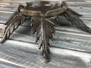 Handmade Forged Iron Ashtray: Metal Hemp Ornament
