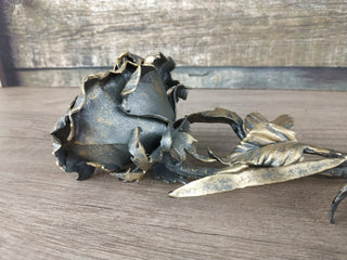 Handmade Forged Iron Rose: Metal Sculpture, Home Decor