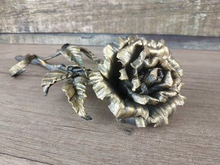 Handmade Forged Iron Rose: Metal Sculpture, Home Decor